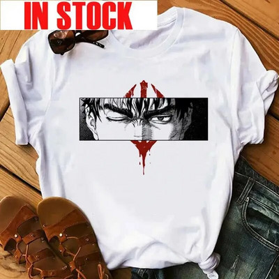 Anime Ženska majica Berserk Guts Eyes Print Muška Cool Graphic T-shirt Manga Streetwear Pamuk Hip Hop Majice velikih veličina