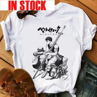 Anime Ženska majica Berserk Guts Eyes Print Muška Cool Graphic T-shirt Manga Streetwear Pamuk Hip Hop Majice velikih veličina