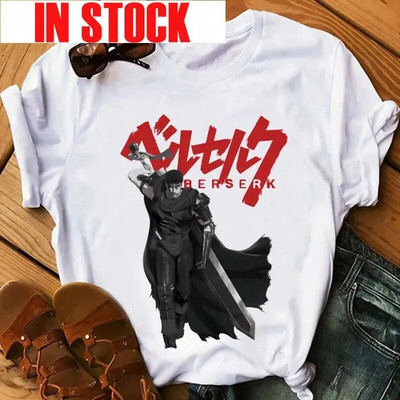 Anime Ženska majica Berserk Guts Eyes Print Muška Cool Graphic T-shirt Manga Streetwear Pamuk Hip Hop Majice velikih veličina