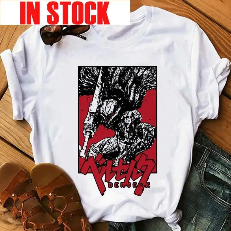Anime Ženska majica Berserk Guts Eyes Print Muška Cool Graphic T-shirt Manga Streetwear Pamuk Hip Hop Majice velikih veličina