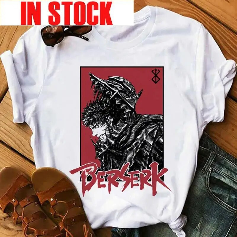 Anime Ženska majica Berserk Guts Eyes Print Muška Cool Graphic T-shirt Manga Streetwear Pamuk Hip Hop Majice velikih veličina