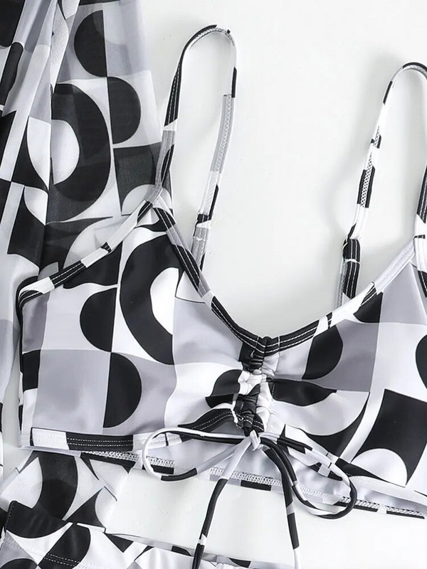 Bandage bikini set visokog struka Cover Up kupaći kostim za žene Push Up dugih rukava Trodijelni kupaći kostimi Kupaći kostimi za plažu