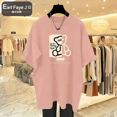 2023 nyári nagy méretű felső pamut Y2KT-póló női puha karikatúra medvemintás póló Túlméretes női póló Ingyenes szállítás