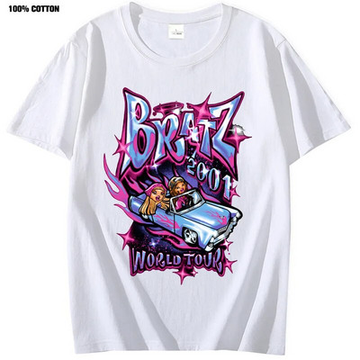 Bratz majice Ženske ljetne ulične prevelike majice Harajuku Y2k Majice Muškarci Žene Ležerna pamučna majica kratkih rukava velikih veličina