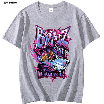 Bratz majice Ženske ljetne ulične prevelike majice Harajuku Y2k Majice Muškarci Žene Ležerna pamučna majica kratkih rukava velikih veličina