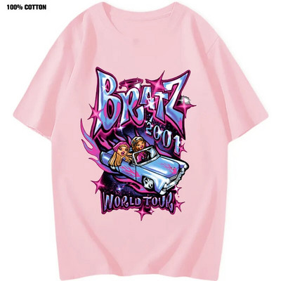 Bratz majice Ženske ljetne ulične prevelike majice Harajuku Y2k Majice Muškarci Žene Ležerna pamučna majica kratkih rukava velikih veličina