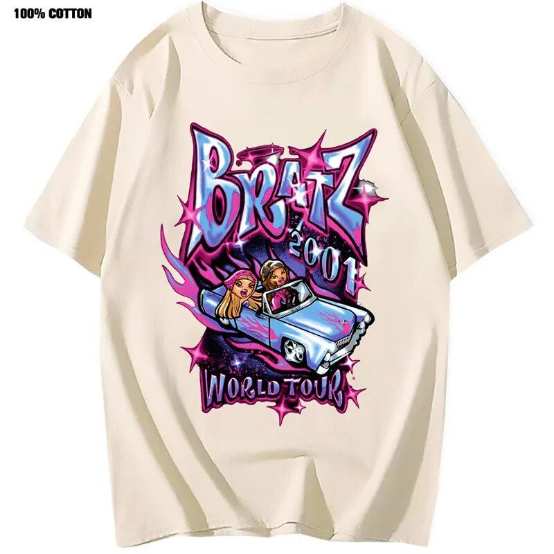 Bratz majice Ženske ljetne ulične prevelike majice Harajuku Y2k Majice Muškarci Žene Ležerna pamučna majica kratkih rukava velikih veličina