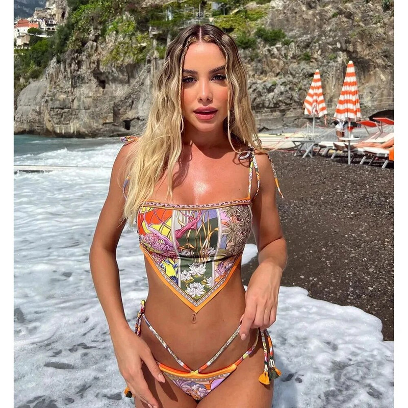 2023. Novi seksi bikini ženski set brazilskih bikinija s printom, halterima, kupaći kostim bez leđa, kupaći kostim Biquini Dot biquini ženski