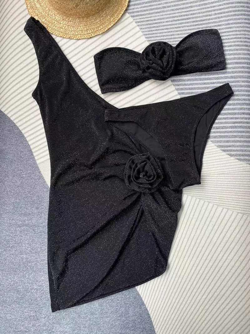3-dijelni bikini Seksi ženski kupaći kostimi Ženski kupaći kostimi Cvjetni bikini kompleti Prekrivači Kupaći kostimi Odjeća Odjeća za plažu Maxi haljina