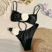 Seksi kupaći kostimi s cvjetnim bandeau tangama Bikini 2024 Ženski kupaći kostimi na vezanje Kupaći kostim Brazilski bikini set Mujer Biquini