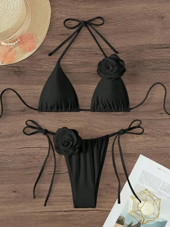 Micro Bikini Push Up Γυναικεία Μαγιό 2023 Σέξι Γυναικεία Μαγιό Brazilian Bikini Set Two Piece Swimsuit Sexy Thong Solid Biquini