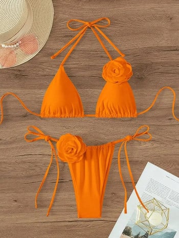 Micro Bikini Push Up Γυναικεία Μαγιό 2023 Σέξι Γυναικεία Μαγιό Brazilian Bikini Set Two Piece Swimsuit Sexy Thong Solid Biquini