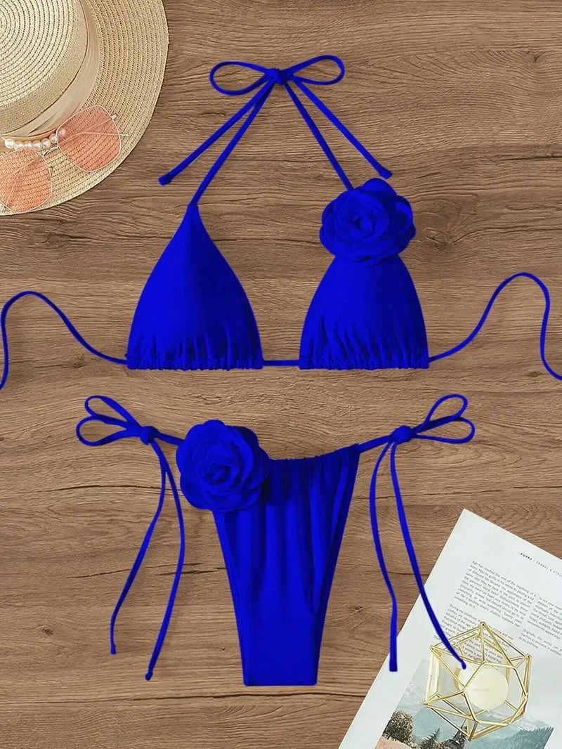 Moteriški „Micro Bikini Push Up“ maudymosi kostiumėliai 2023 m. Seksualūs moteriški maudymosi kostiumėliai Brazilijos bikinio rinkinys dviejų dalių maudymosi kostiumėlis Seksualūs dirželiai, solidūs bikini