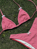 Blijedi bikiniji s mašnom, kupaći kostimi Ženski kupaći kostim Trokutasti bikini set Bandage kupaći kostim Niski struk Tange Odjeća za plažu New Biquini