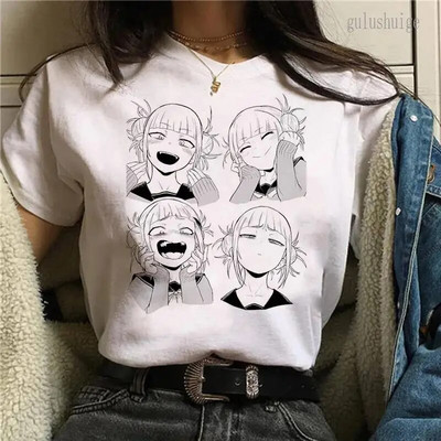 Japonijos anime „My Hero Academia“ grafiniai marškinėliai „Crew Neck Fashion“ trumpomis rankovėmis, kasdieniai „Crew Neck“ didelio dydžio marškinėliai moterims