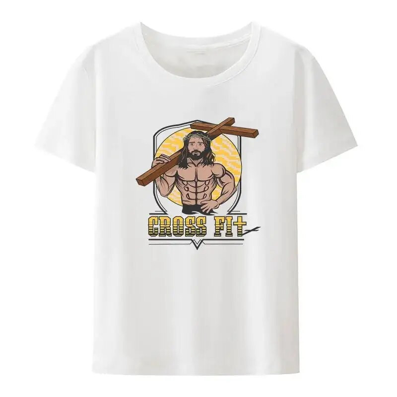 Jesus Cross Fit Graphic Print Μπλουζάκι Ανδρικό Γυναικείο Αστείο Gym Enthusiast Casual κοντό μανίκι Μπλουζάκι Unisex