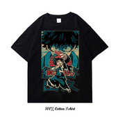 Majica My Hero Academia s grafičkim printom Vintage Harajuku Streetwear kratkih rukava, velika pamučna majica s okruglim izrezom, žene, muškarci