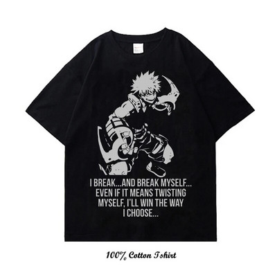 Majica My Hero Academia s grafičkim printom Vintage Harajuku Streetwear kratkih rukava, velika pamučna majica s okruglim izrezom, žene, muškarci