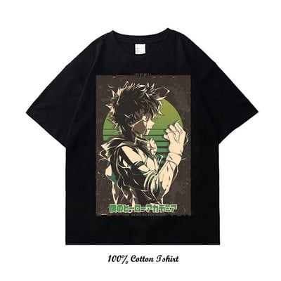 Majica My Hero Academia s grafičkim printom Vintage Harajuku Streetwear kratkih rukava, velika pamučna majica s okruglim izrezom, žene, muškarci