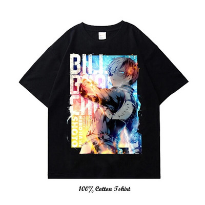 Majica My Hero Academia s grafičkim printom Vintage Harajuku Streetwear kratkih rukava, velika pamučna majica s okruglim izrezom, žene, muškarci