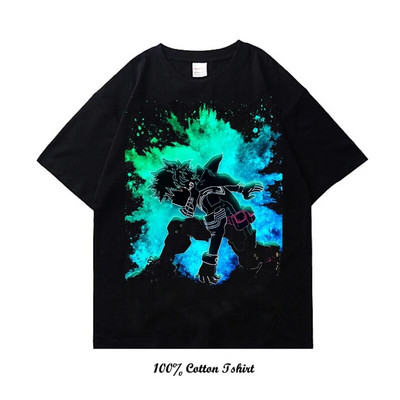 Majica My Hero Academia s grafičkim printom Vintage Harajuku Streetwear kratkih rukava, velika pamučna majica s okruglim izrezom, žene, muškarci