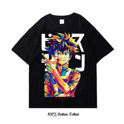 Majica My Hero Academia s grafičkim printom Vintage Harajuku Streetwear kratkih rukava, velika pamučna majica s okruglim izrezom, žene, muškarci