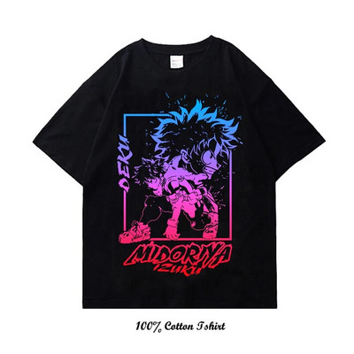 Majica My Hero Academia s grafičkim printom Vintage Harajuku Streetwear kratkih rukava, velika pamučna majica s okruglim izrezom, žene, muškarci