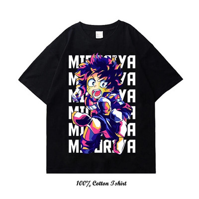 Majica My Hero Academia s grafičkim printom Vintage Harajuku Streetwear kratkih rukava, velika pamučna majica s okruglim izrezom, žene, muškarci