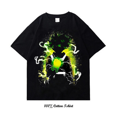 Majica My Hero Academia s grafičkim printom Vintage Harajuku Streetwear kratkih rukava, velika pamučna majica s okruglim izrezom, žene, muškarci