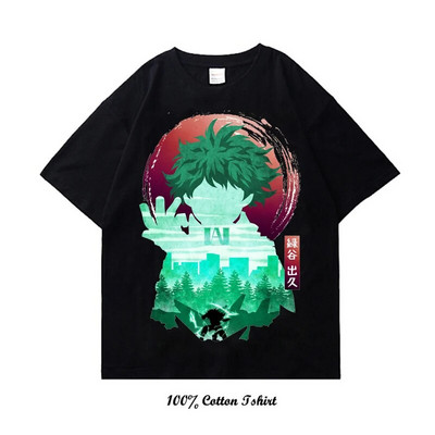 Majica My Hero Academia s grafičkim printom Vintage Harajuku Streetwear kratkih rukava, velika pamučna majica s okruglim izrezom, žene, muškarci