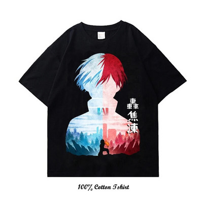 Majica My Hero Academia s grafičkim printom Vintage Harajuku Streetwear kratkih rukava, velika pamučna majica s okruglim izrezom, žene, muškarci