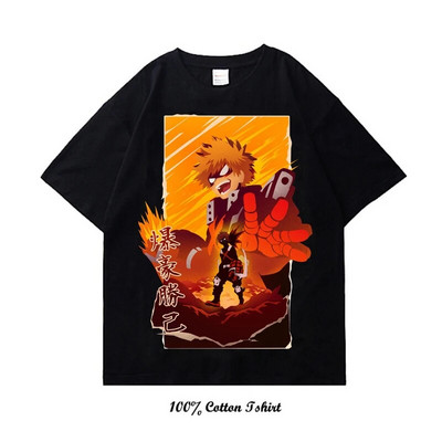 Majica My Hero Academia s grafičkim printom Vintage Harajuku Streetwear kratkih rukava, velika pamučna majica s okruglim izrezom, žene, muškarci