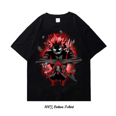 Majica My Hero Academia s grafičkim printom Vintage Harajuku Streetwear kratkih rukava, velika pamučna majica s okruglim izrezom, žene, muškarci