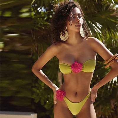 Ljeto 2023 nova ženska odjeća trodimenzionalni cvjetni ukrasi kamisol seksi gaćice bikini brazilski kupaći kostim