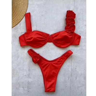 Ljeto 2023 nova ženska odjeća trodimenzionalni cvjetni ukrasi kamisol seksi gaćice bikini brazilski kupaći kostim