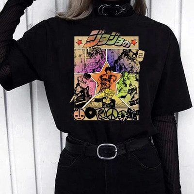 Madingi Unisex Jojo Bizarre Adventure Didelio dydžio moteriški marškinėliai Animacinių filmų viršūnės Harajuku Vyriški marškinėliai Laisvalaikio gatvės drabužiai