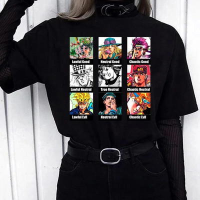 Módne unisex Jojo Bizarre Adventure Plus Size dámske tričko topy Cartoon Anime Harajuku pánske tričko ležérne streetwear