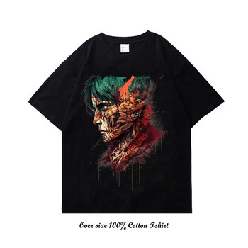 Γιαπωνέζικο Anime Attack On Titan T Shirt Harajuku Vintage Print Κοντό μανίκι Plus Size Cotton Crew Neck Tshirt Ανδρικό