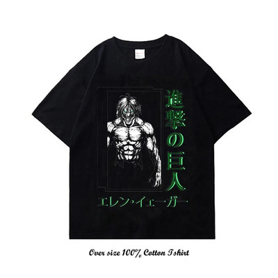 Japán Anime Attack On Titan póló Harajuku Vintage Print rövid ujjú, nagy méretű pamut nyakú póló női férfi