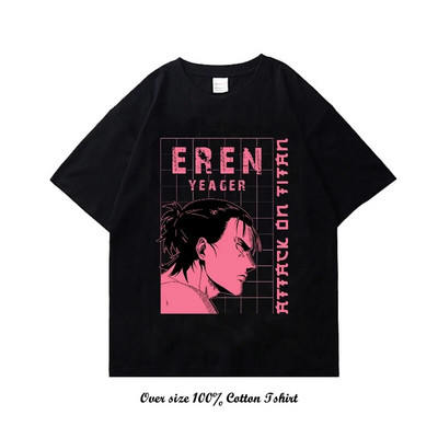 Japán Anime Attack On Titan póló Harajuku Vintage Print rövid ujjú, nagy méretű pamut nyakú póló női férfi