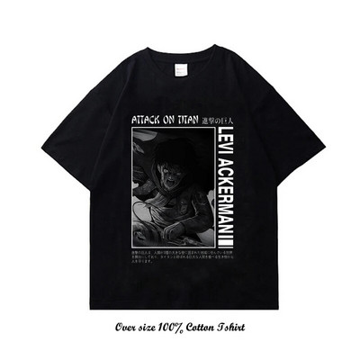 Japán Anime Attack On Titan póló Harajuku Vintage Print rövid ujjú, nagy méretű pamut nyakú póló női férfi