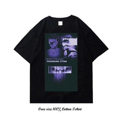 Japán Anime Attack On Titan póló Harajuku Vintage Print rövid ujjú, nagy méretű pamut nyakú póló női férfi