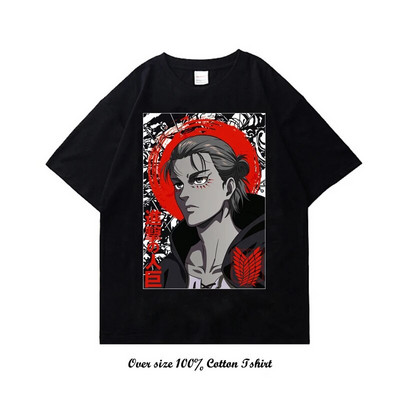 Japán Anime Attack On Titan póló Harajuku Vintage Print rövid ujjú, nagy méretű pamut nyakú póló női férfi
