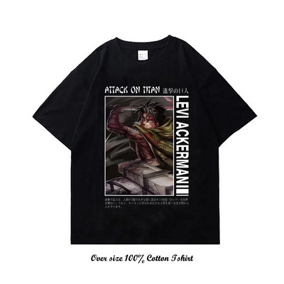 Japán Anime Attack On Titan póló Harajuku Vintage Print rövid ujjú, nagy méretű pamut nyakú póló női férfi