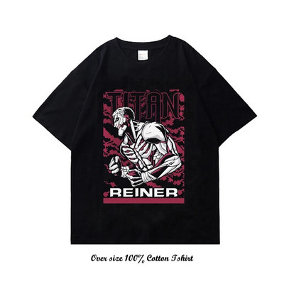 Japán Anime Attack On Titan póló Harajuku Vintage Print rövid ujjú, nagy méretű pamut nyakú póló női férfi