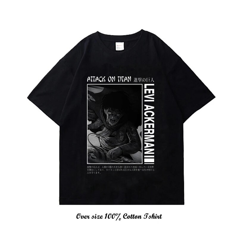 Japán Anime Attack On Titan póló Harajuku Vintage Print rövid ujjú, nagy méretű pamut nyakú póló női férfi