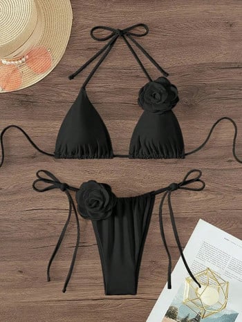 Micro Bikini Push Up Γυναικεία Μαγιό 2024 Σέξι Γυναικεία Μαγιό Brazilian Bikini Set Two Piece Swimsuit Sexy Thong Solid Biquini