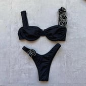 Bikini mikro bikini na vezanje Novi ženski kupaći kostim 2024. Seksi ženski kupaći kostim Cvjetni kupaći kostim Tange Biquini Kupaći kostimi