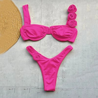 Bikini mikro bikini na vezanje Novi ženski kupaći kostim 2024. Seksi ženski kupaći kostim Cvjetni kupaći kostim Tange Biquini Kupaći kostimi