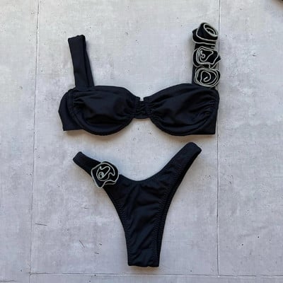 Bikini mikro bikini na vezanje Novi ženski kupaći kostim 2024. Seksi ženski kupaći kostim Cvjetni kupaći kostim Tange Biquini Kupaći kostimi